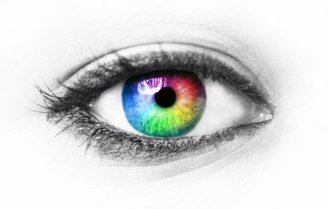 Colorful eye isolated on white